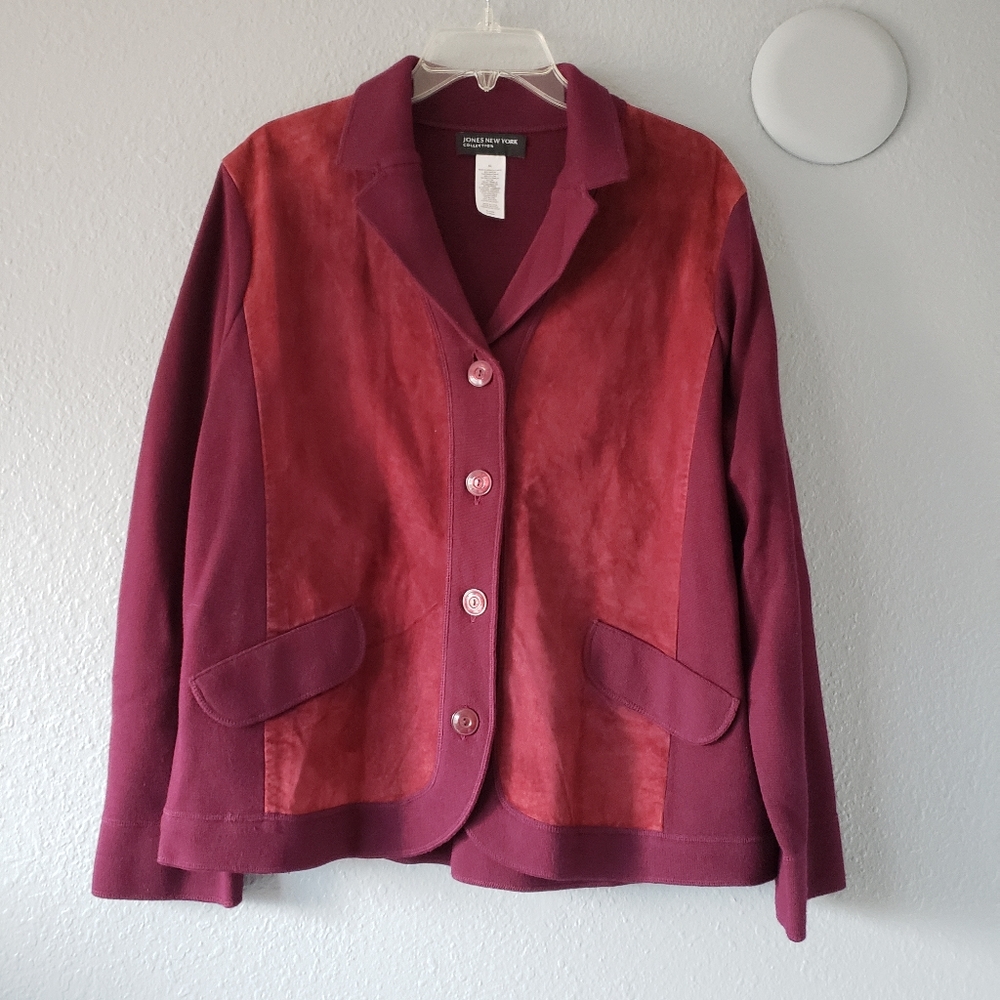 NWT Jones New York button up suede lapel collar cardigan